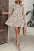 Flutter Sleeve Tiered Hem Animal Print Keyhole Back Mini Dress